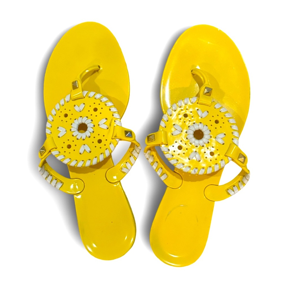 Jack Rogers Jelly slip ons bright yellow/white size 6 - very good condition!